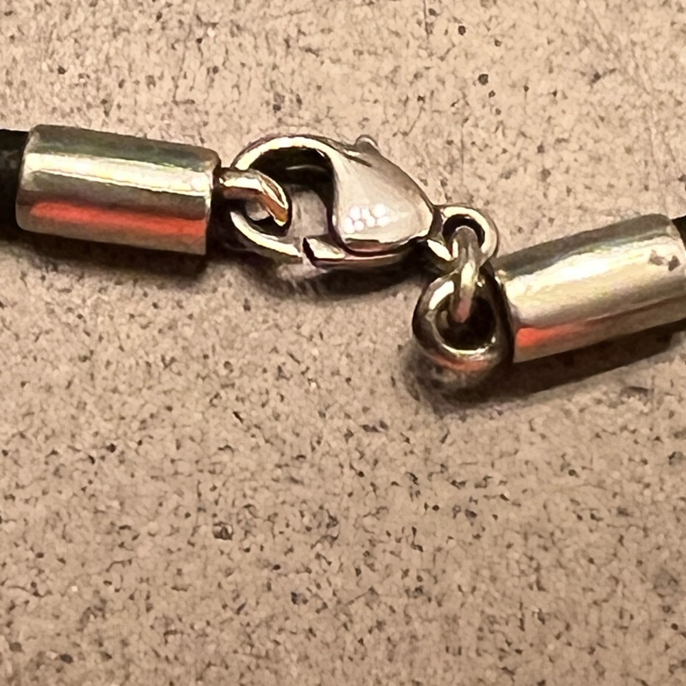 Retired James Avery Black Leather Necklace with Sterling Silver Clasp - Picture 3 of 3